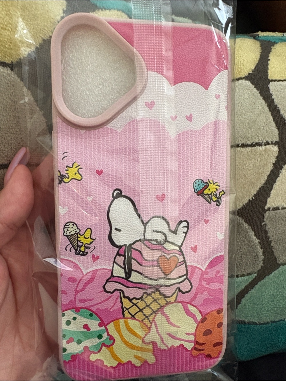 Pink Snoopy Ice Cream Pattern Phone Case - IPhone 16 plus case